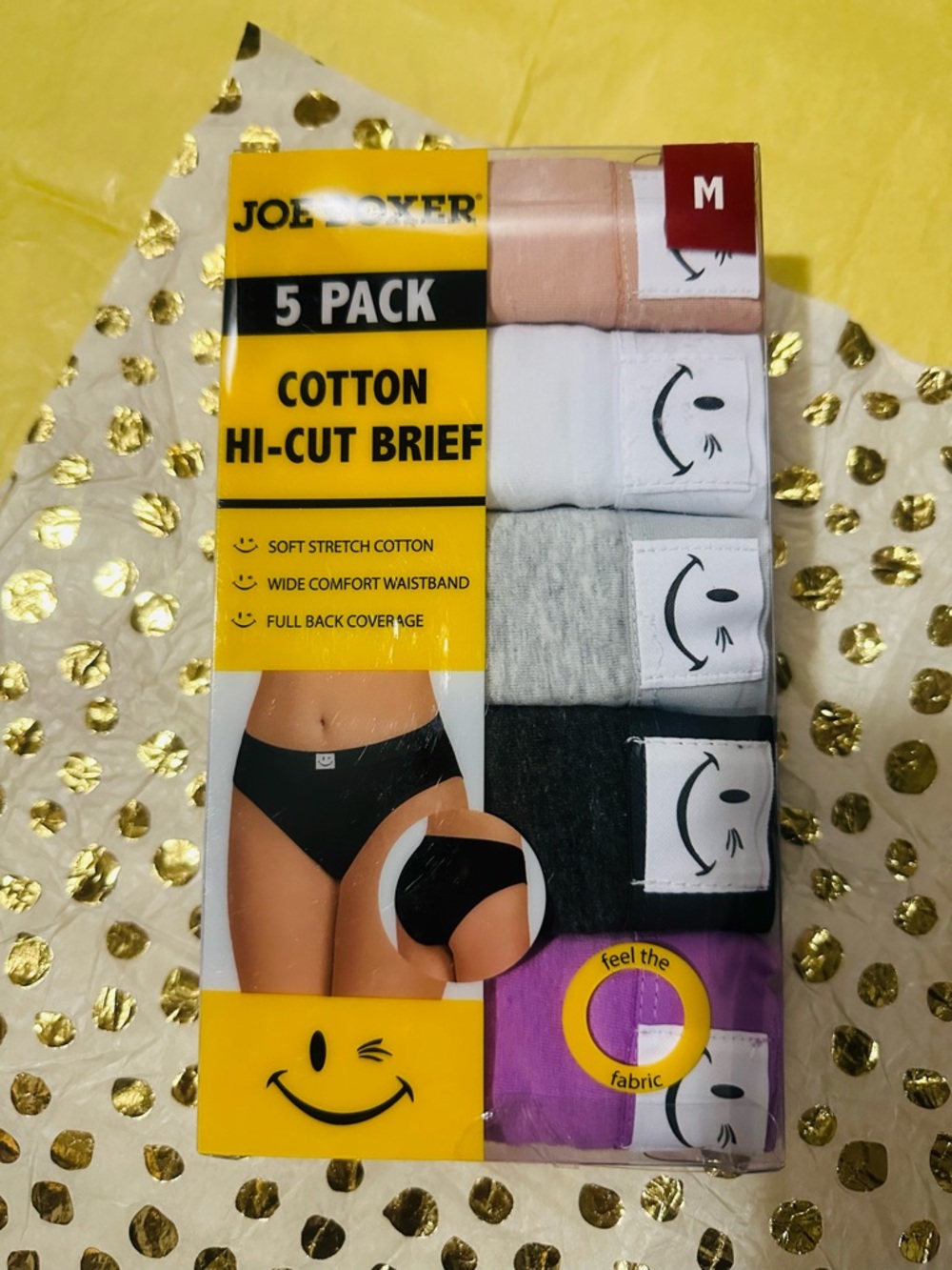 Joe Boxer✨⭐️Cotton Hi-Cut Briefs 5-Pack in Pink, White, Gray, Black, Purple